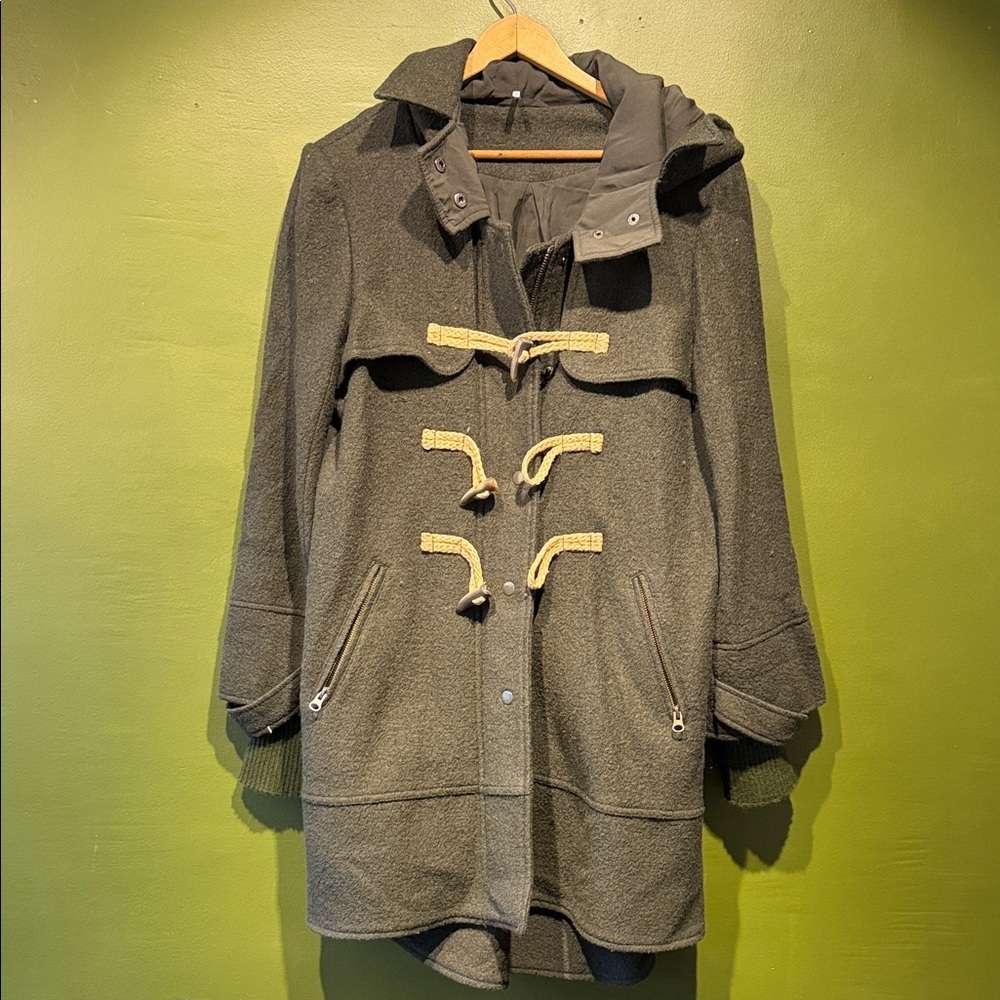 Free People Olive Green Women's Duffle Coat